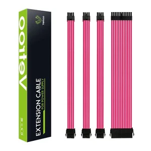 Kit de cable de fuente de alimentación de extensión con funda mod de personalización rosa GPU PC trenzado - Imagen 1 de 9