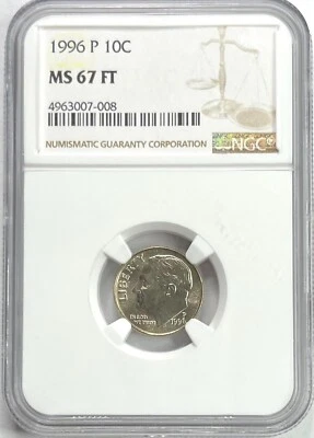1996 P Roosevelt Dime Clad 10c NGC MS67FT Collectors Unique Gem - Image 1 of 2