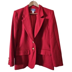Blazer de Lana Pendleton Rojo Dorado Botón Frontal Chaqueta de Carrera Talla 12 Pequeño - Imagen 1 de 6
