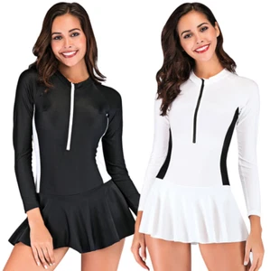 Women Long Sleeve Wetsuits Diving Suit Surf Jump Swim Short Swimsuit Swimwear - Picture 1 of 16