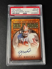 JOE MONTANA PSA 10 2002 TOPPS RING OF HONOR ON CARD AUTOGRAPH AUTO POP 5 GEM