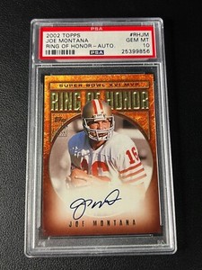JOE MONTANA PSA 10 2002 TOPPS RING OF HONOR ON CARD AUTOGRAPH AUTO POP 5 GEM