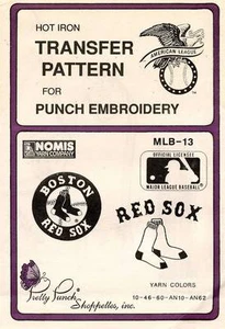 1980's VTG Punch Embroidery Red Sox Transfer Pattern MLB-13 - Picture 1 of 1