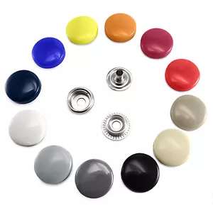 17 mm Plastic Cap Poppers Snap Fasteners Press Studs Rustproof Washable B3A - Picture 1 of 13
