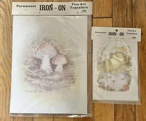 Vintage T-shirt Iron On Transfers Hippie Designs Frog Toadstool Mushrooms 1970’s - Picture 1 of 2