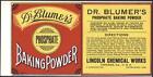 *Original* DR BLUMERS Phosphate BAKING SODA Chicago CAN Label NOT A COPY!!