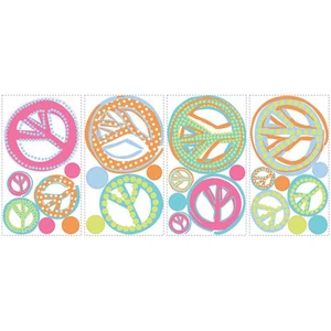 SIGNOS DE PAZ pegatinas de pared 26 brillo colorido calcomanías decoración habitación genial - Imagen 1 de 2