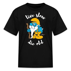 Wise Grandpa Smurf - The Smurfs Live Slow Design Kid's T-Shirt - Picture 1 of 10