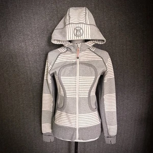 Lululemon Scuba Hoodie Women’s Size 6 Striped Sweatshirt Full Zip Gray Jacket - Picture 1 of 12