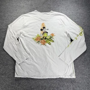 Disney Tommy Bahama Shirt Mens Medium White Mickey Mouse Surf Floral Long Sleeve - Picture 1 of 13
