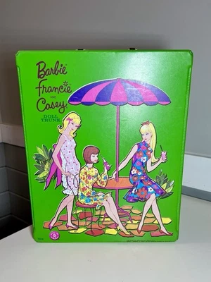 HTF Vintage Barbie Francie & Casey 3 Doll Trunk Triple Case Green Mattel #5036 - Image 1 of 4
