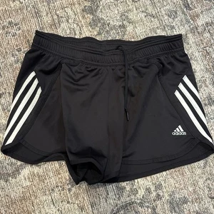 Women's Black Adidas Running Shorts Size M. Classic Stripe - Picture 1 of 6