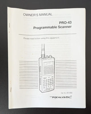 Realistic PRO-43 Owner's Manual Programmable Scanner CAT No. 20-300 - Image 1 of 4