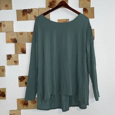 Blusa Lululemon Feminina 8-10? Manga longa verde cruz de volta para dentro de si zimbro - Imagem 1 de 4