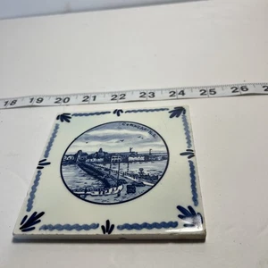 Deft Blue(1)Tile Depict Scenic View Of Curaçao N.A. Inscribed At The Top Of Tile - Picture 1 of 6