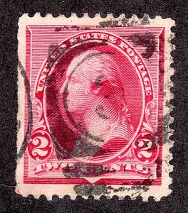 US # 220 (1890) 2c,Used, Grade: XF - EFO: Guide Line Arrow (tip) 1/100 - Picture 1 of 4