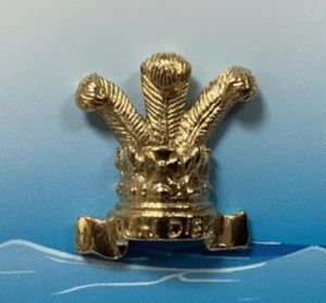 Prince Of Wales Crown And Feathers Gold Plated Pewter Lapel Pin Badge (W) - Picture 1 of 2