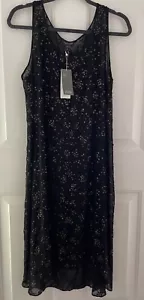 Eileen Fisher Black Sheer Silk Sequined  Dress Medium NWT Read Description - Picture 1 of 7