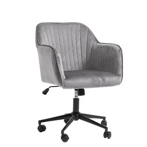 Casa Decor Arles Velvet Office Chair Mid Back Swivel Height Adjustable Grey - Picture 1 of 10