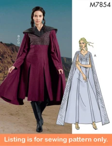 SEWING PATTERN Women Costume Medieval Cape Dune Dress Fantasy Elf Star Wars 7854 - Picture 1 of 3