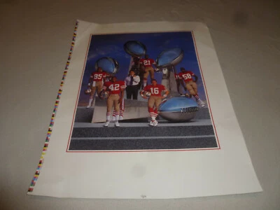 DE COLECCIÓN IMPRESIÓN DE HOJA DE PRUEBA DE LOS 49ERS DE SAN FRANCISCO RARA NFL JOE MONTANA MONUMENTAL  Foto 1 de 4