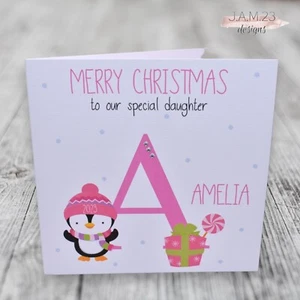 Personalised Girls Christmas Card Daughter Granddaughter Girl Niece Sister - Picture 1 of 9