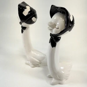 8" Kitsch Ceramic Duck Longneck Siamese Figurine MCM Grannycor Lot of 2 - Picture 1 of 4