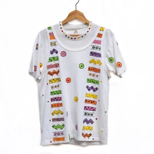 VTG 90s 2 Pc Set Single Stitch Shirt & Tunk Top Hand-Decorated Funky Wacky Aztec - Picture 1 of 14