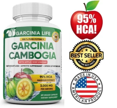 Weight Loss Garcinia Cambogia w/ Apple Cider Vinegar ACV Fat Burner Pills Diet - Image 1 of 4