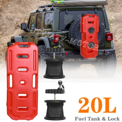 Contenedor de gasolina de 20L 5 galones tanque de combustible de respaldo + bloqueo de 2 piezas para Jeep SUV ATV Foto 1 de 4
