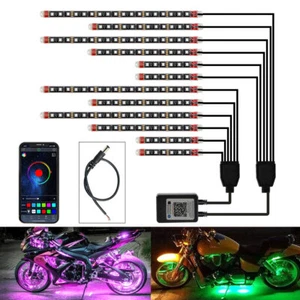 12X Motorrad RGB LED Unterbodenbeleuchtung Auto Unterlicht Atmosphäre Lampe APP - Bild 1 von 20