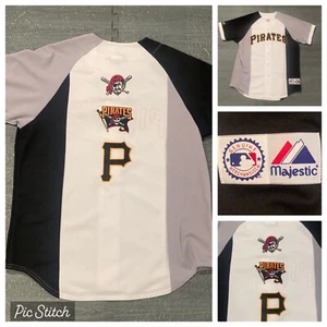 Pittsburgh Pirates Majestic Jersey Logo Gray Black Blank Stripes MLB Large Bucs - Picture 1 of 13