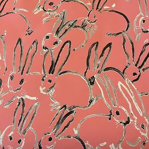 Hunt Slonem Groundworks Hutch Pink Wallpaper Rabbits Partial Roll ~3.8 Yards