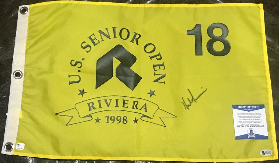 黑尔·伊尔文 1998 年美国公开赛冠军高尔夫旗帜签名亲笔签名贝克特基础 — 第 1/2 张图片