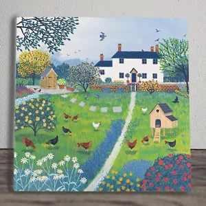 Hen House Ceramic Tile Picture Plaque Sign Cottage Garden Art Jo Grundy 20x20cm - Picture 1 of 5