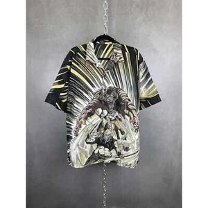 90s Japanese Anime All Over Print Short Sleeve Button Shirt - Picture 1 of 6