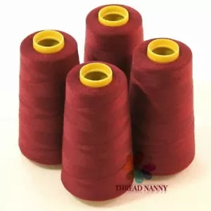 4 Large Maroon Color Cones of Polyester threads for Sewing Quilting Serger 3000Y - Picture 1 of 1