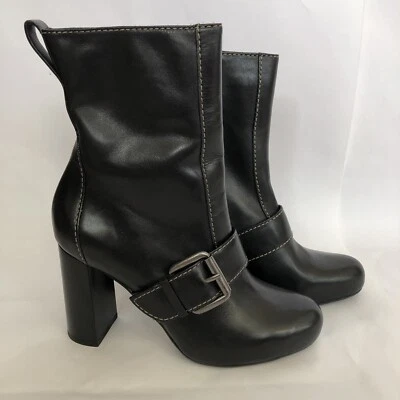 Cole Haan Womens Genius Leather High Heels Boots Size 6 Black buckled - Image 1 of 4