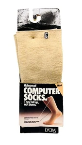 Vintage Holeproof Wool Computer Socks - Beige - New With Issues - READ - Zdjęcie 1 z 6