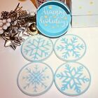 Holiday Decoration Coaster Set: 4 Snowflake Designs, Fun For Kids And Kitchen