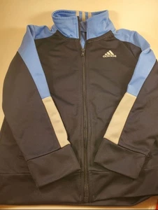 Adidas Boys Size 5 Zip Up Track Jacket Baby Blue & Black - Picture 1 of 3