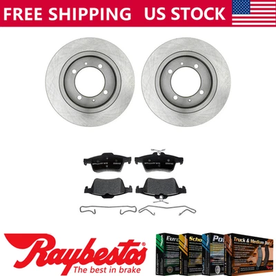 Kit de rotores de freno traseros + pastillas de cerámica y herrajes para Volvo S40 2004 - Raybestos Foto 1 de 4