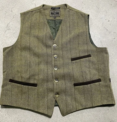 Gilet Walker and Hawkes Derby tweed alcott lana verde vestito gilet uomo XXL - Immagine 1 di 4
