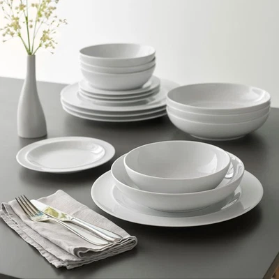White by Denby Porcelain Dinnerware Set Plates Bowls Dishwasher Safe - 16 Piece - Image 1 of 4