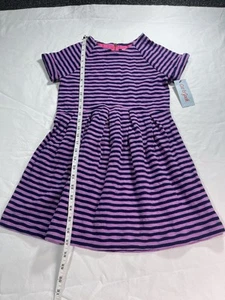 Kids Girls Cat & Jack Jersey Knit Style Striped Dress M 7/8 Zip Up - Picture 1 of 8