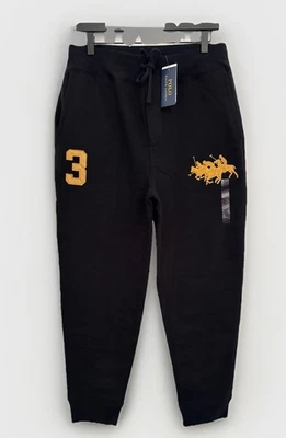 Pantalones deportivos POLO RALPH LAUREN para hombre M negro dorado triple pony polar Jogger NUEVO Foto 1 de 4
