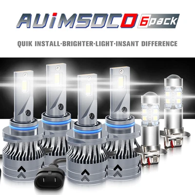 Para GMC K1500 K2500 K3500 1990-1998 6x Bombilla LED Hi Lo + Kit de Bombilla Antiniebla Foto 1 de 4