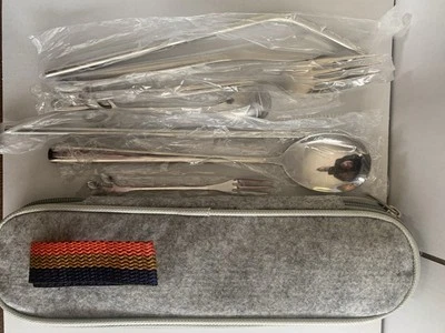 Travel Utensils Set with Case Reusable Portable Cutlery Set Stainless Steel  - Image 1 of 4