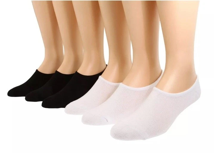 Converse L108938 Blanco/Negro 6 pares de calcetines No Show para mujer talla 4-10 Foto 1 de 2