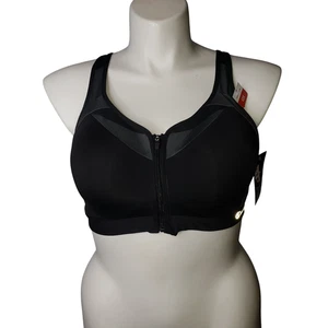 Champion Sports Bra Womens 42C Black Front Zip Maximum Support Racerback New - Picture 1 of 7